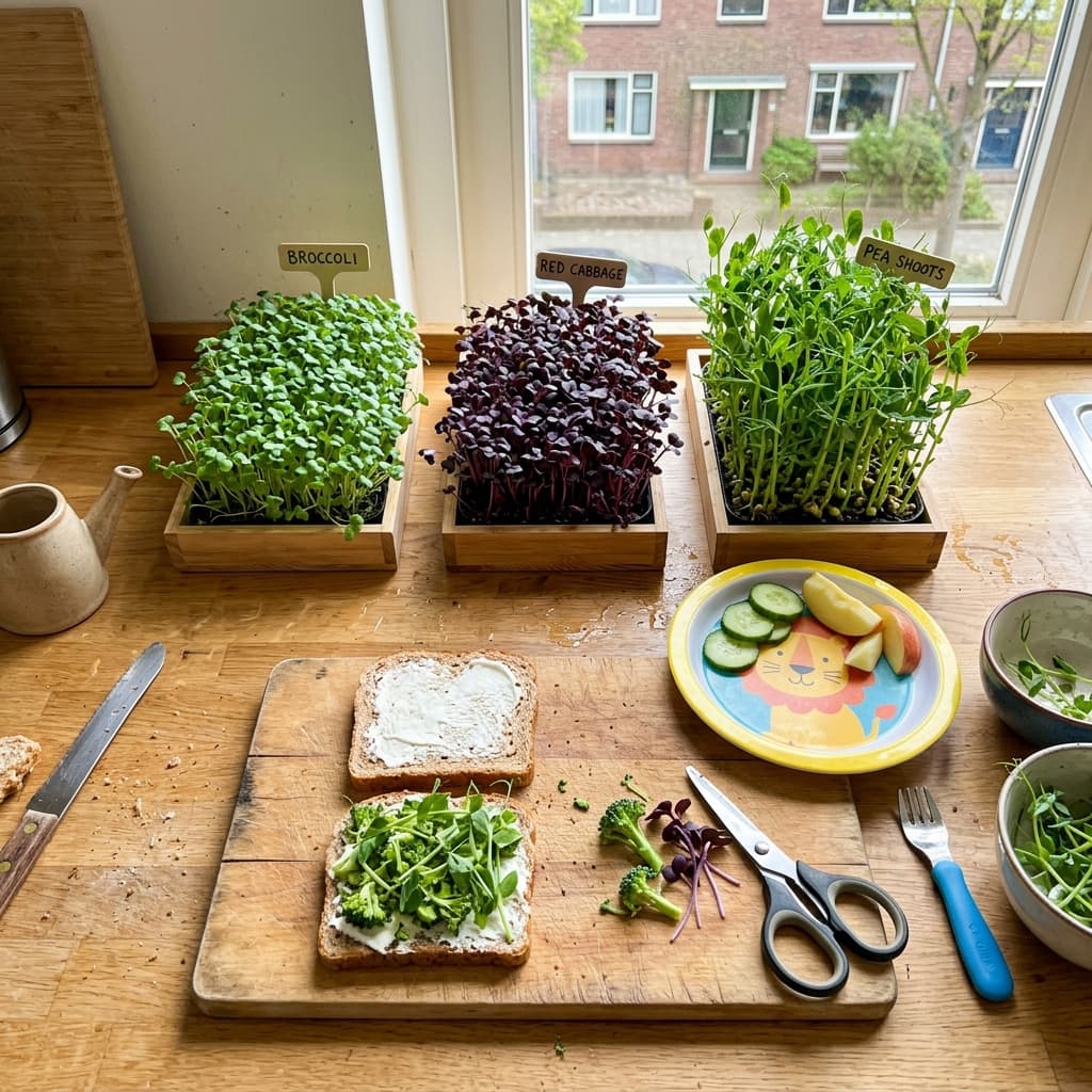 Fresh broccoli microgreens grown by Marie