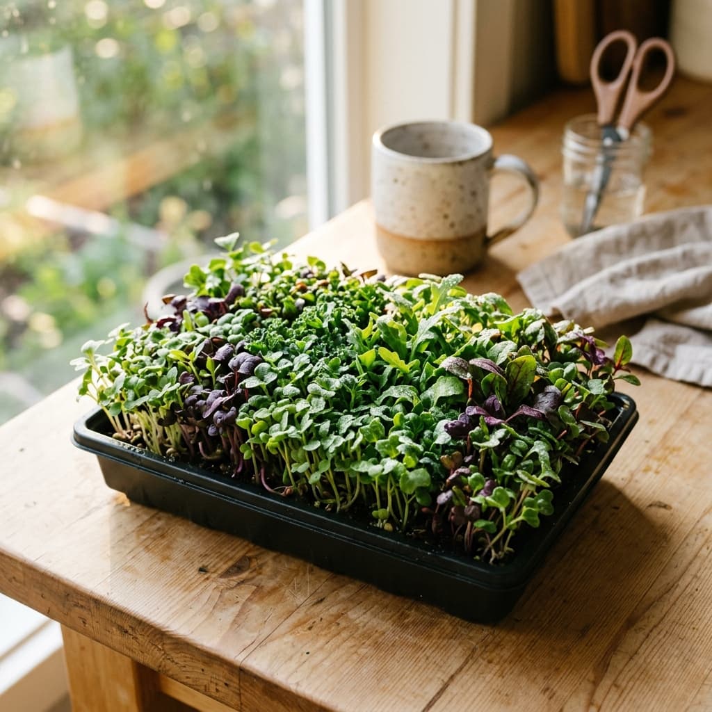 Fresh microgreens, grown at home