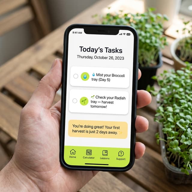 Daily task reminders with watering and harvest notifications